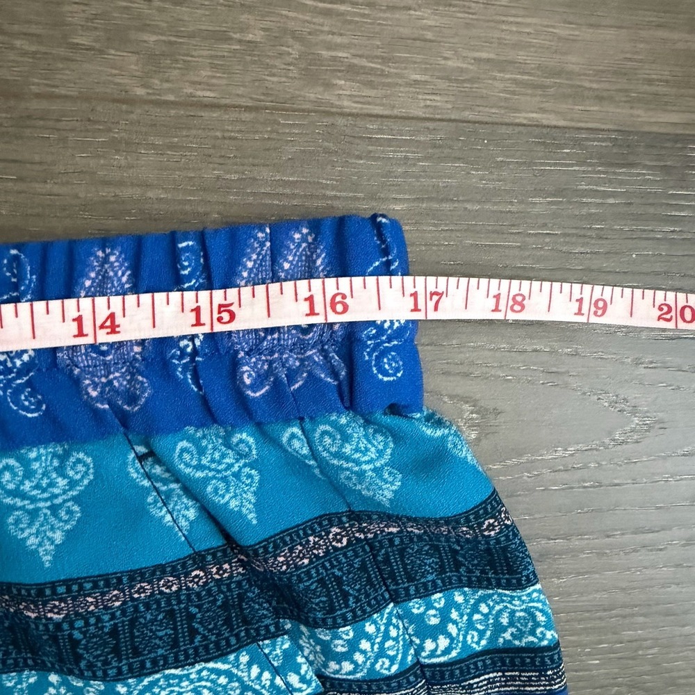 Ann Taylor Pattern Bohemian Tasseled Shorts Blue Size Medium Pattern Batik Gypsy - Picture 7 of 9